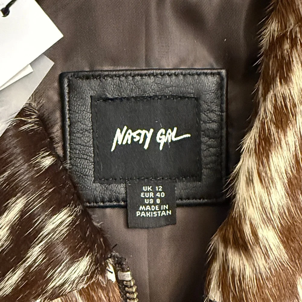 Nasty Gal Cow Hide leather Bomber Jacket - Picture 3 of 11